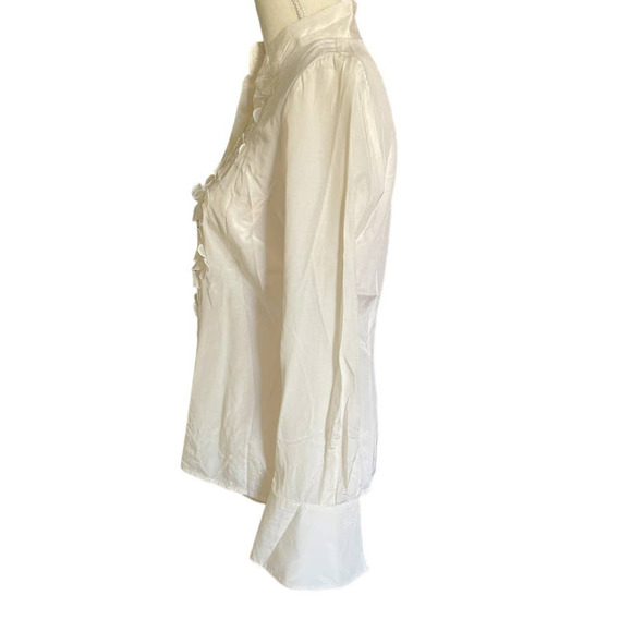 Ideology Womens Flower Applique Button-Up Shirt Blouse Long Sleeve Size 4 White - Picture 3 of 7